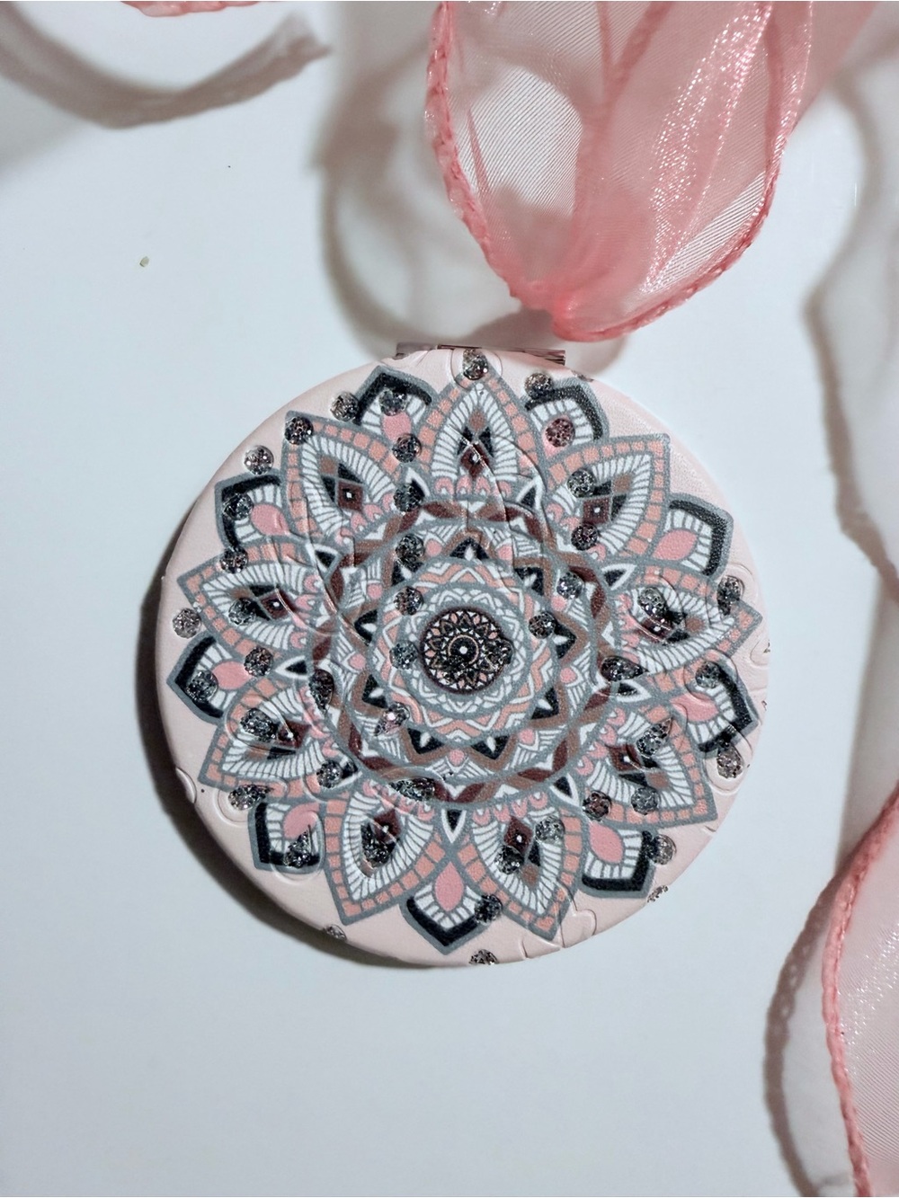 Pink Mandala Compact Mirror